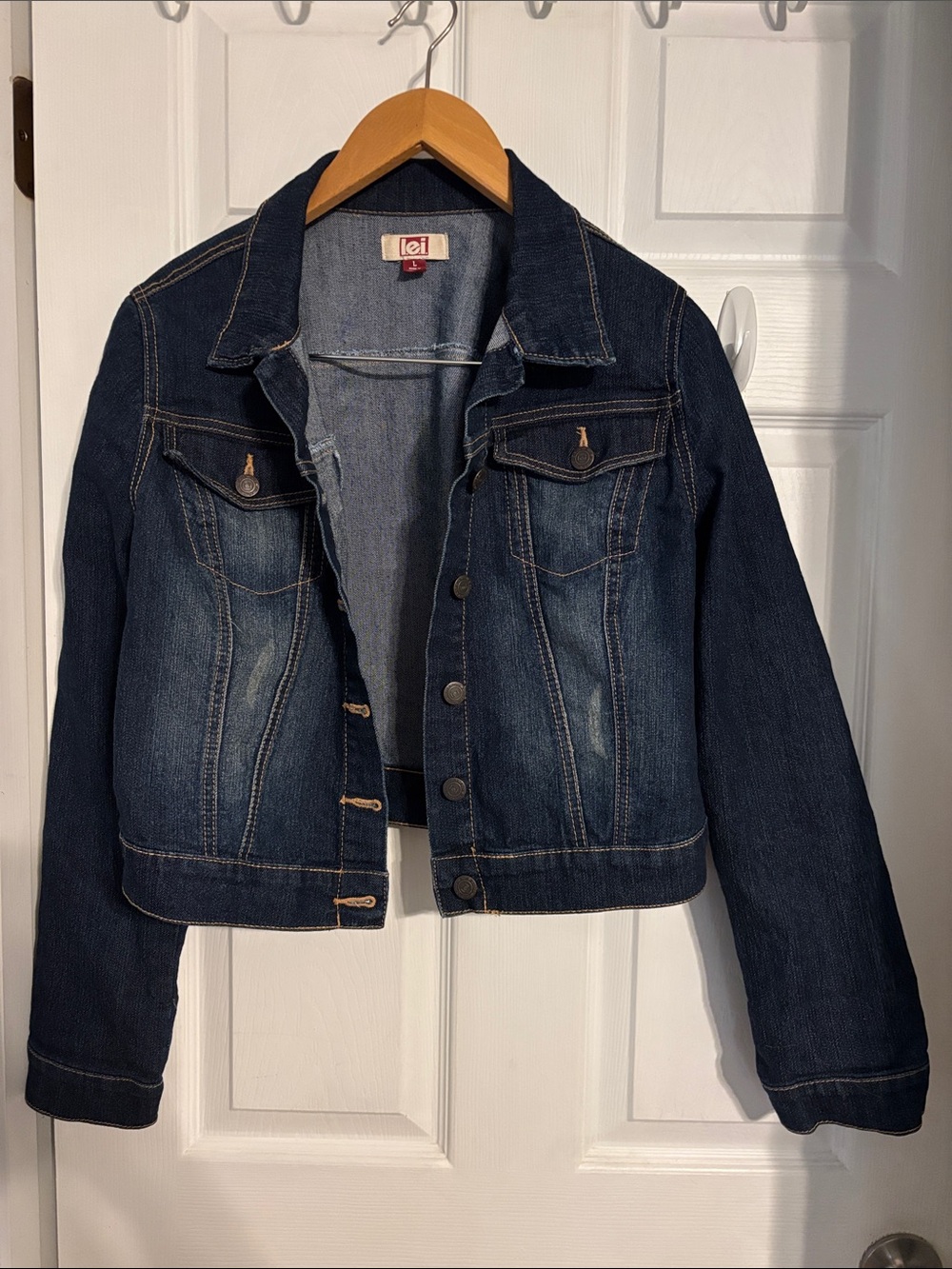 l.e.i Dark Blue & Indigo Women's Denim Jacket